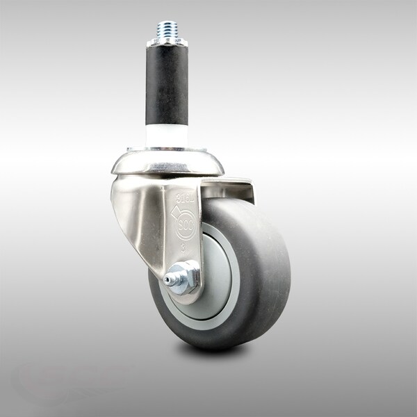 Service Caster 3 Inch 316SS Thermoplastic Rubber Wheel Swivel 1-1/8 Inch Expanding Stem Caster SCC-SS316EX20S314-TPRB-118 - main